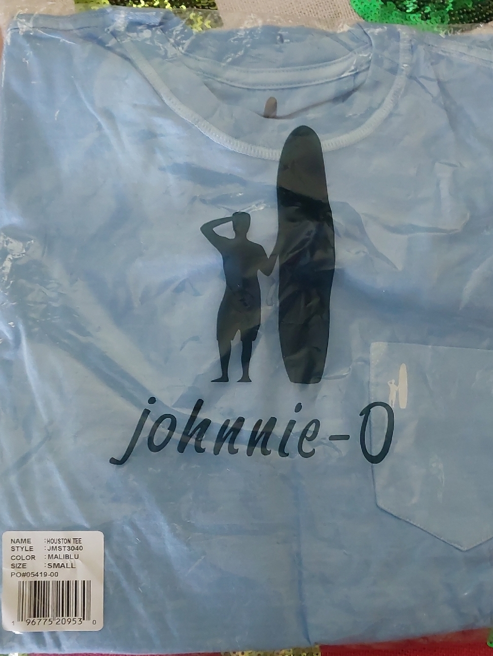 johnnie-O Malibu Blue Surfer Graphic Pocket Tee